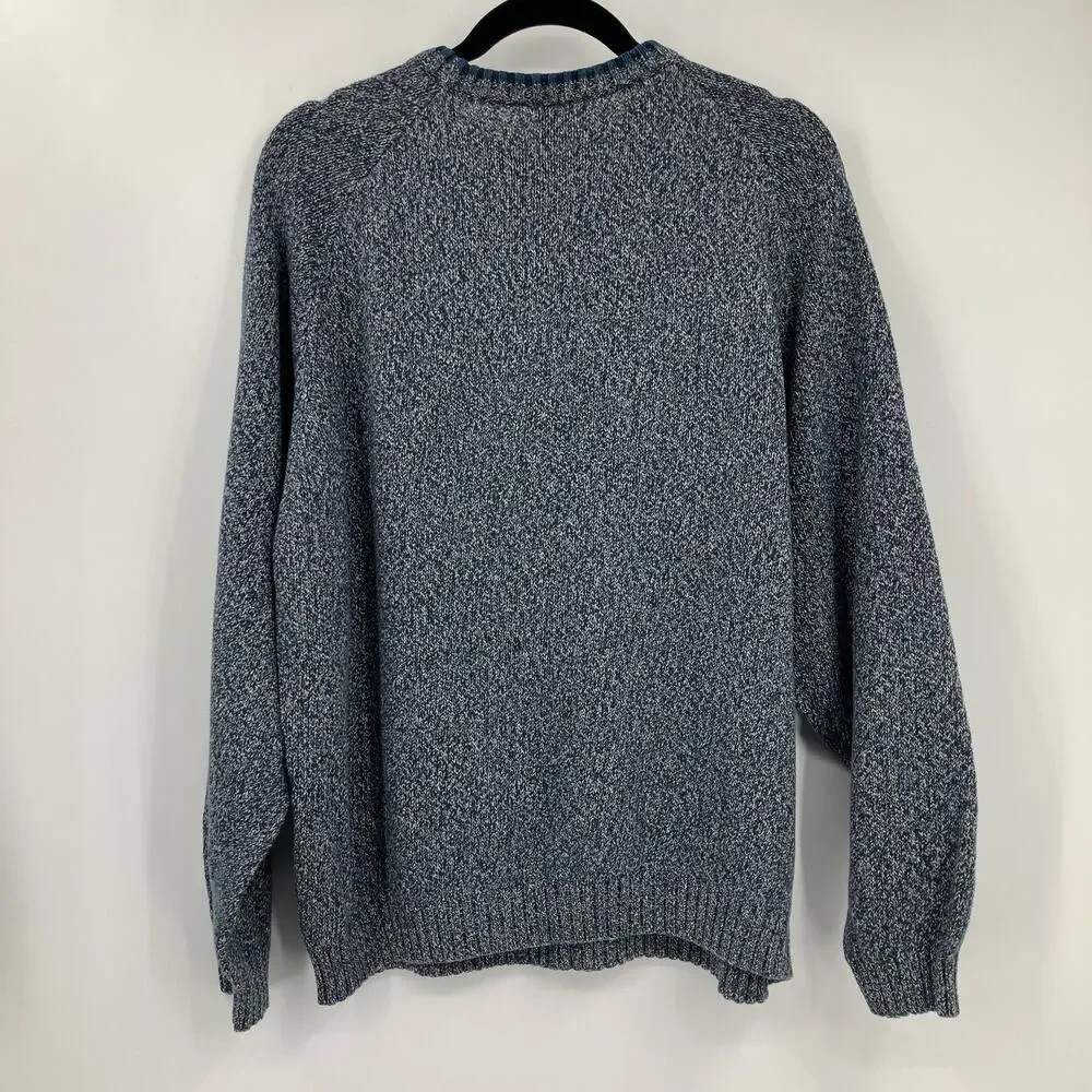 Columbia Sportswear Blue White Cotton Knit Montane Marled Crew Neck Sweater Top